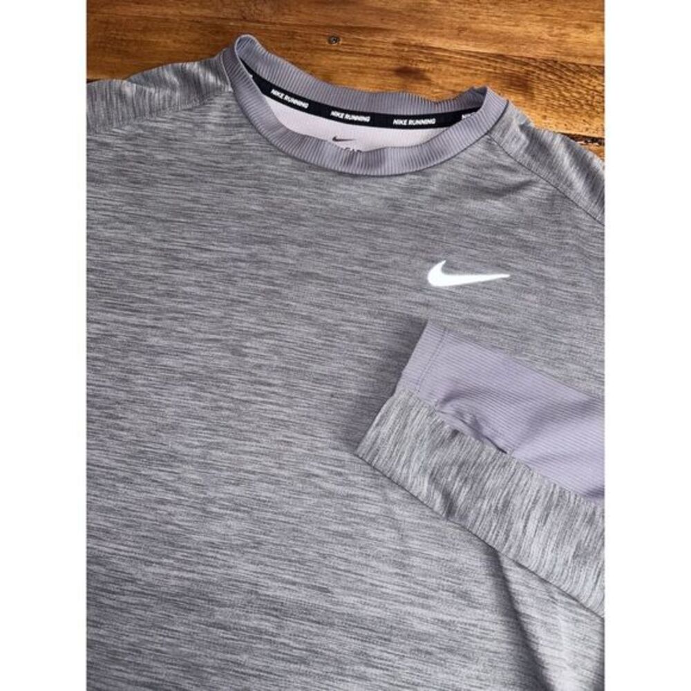 Nike Dri-FIT Running Top Women's Large Gray Long Sleeve‎ Thumbhole Pullover